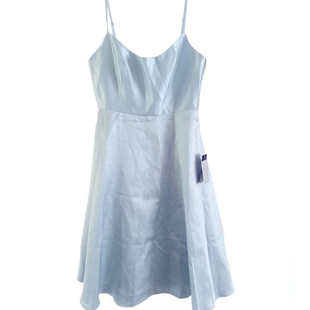 NWT Alfred Sung Spaghetti Strap Satin Midi Cocktail Dress Size 16 MSRP$206 - Picture 2 of 5
